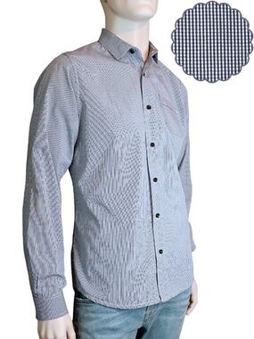 Descendant of Thieves Dres Ladro Shirt 100% Cotton Micro Gingham Check Excellent